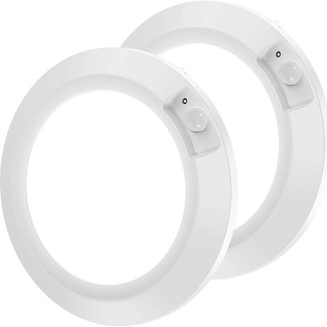 Plafonnier LED sans fil à détecteur de mouvement, alimenté par piles, blanc (2 pièces) (1/4)