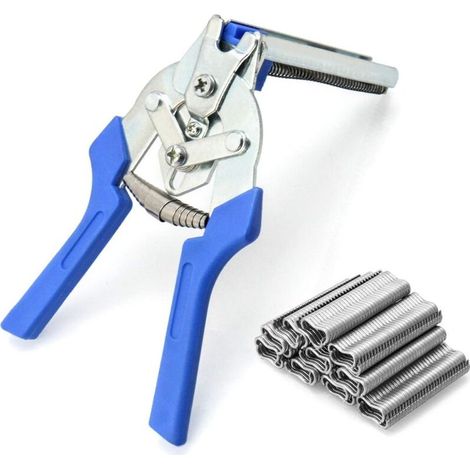 Pinces à Anneaux de Porc, Pince Pour Grillage Avec 600 Pinces à Clous, Outils Manuels Pour ClôTures Pour RéParation Ou Installation de Cages à Lapins, Cages à Poules, Etc (1/5)