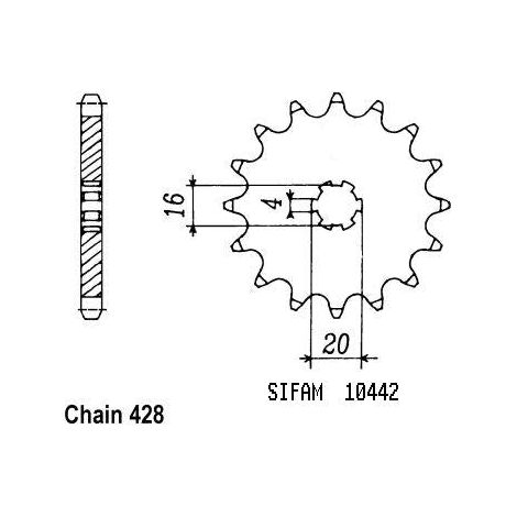 Pignon TT Kawasaki - 428 - 15 Dents - Similaire JTF418