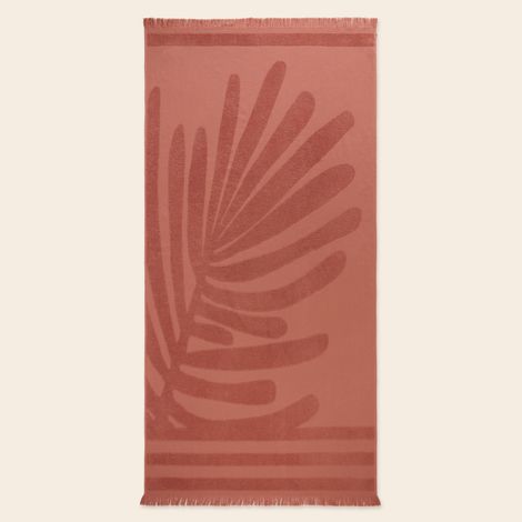 Fouta de plage en Motif feuillage en éponge TROPI