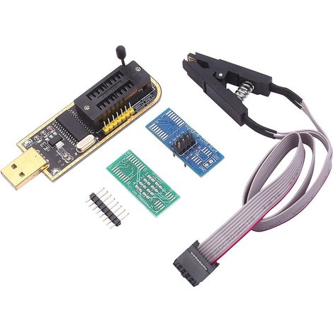 CH341A Programmateur USB EEPROM BIOS Flash pour Circuits Logiques Programmables avec Pince SOP8