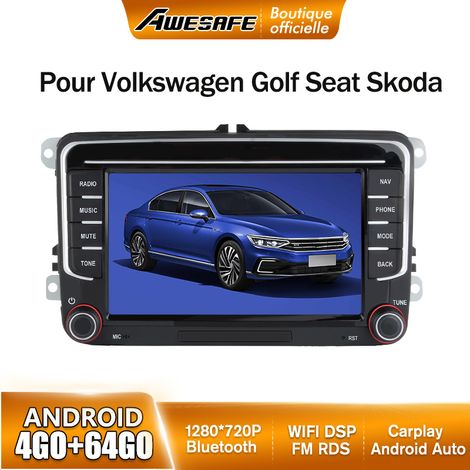 AWESAFE 4G Autoradio Android 13 pour VW Polo Passat Skoda Glof Seat 4Go+64Go avec 7'' écran Tactile Carplay Android Auto RDS GPS (1/5)