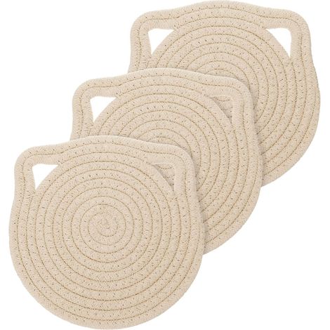 Lot de 3 dessous de plat en coton, 7 pouces, kaki (1/5)