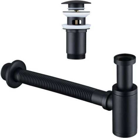 Vakuum-Siphon de lavabo avec bonde de vidage, siphon universel en laiton avec bouchon de lavabo et orifice de nettoyage (1/5)