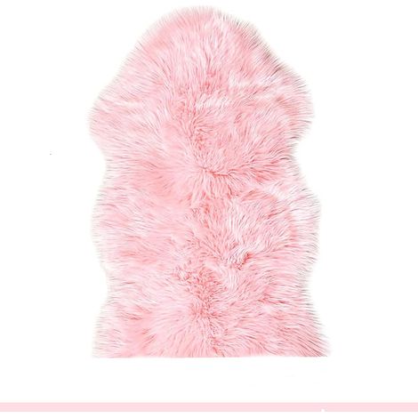 Faux Sheepskin, Cozy Feel Like Real Wool Faux Fur Rug, Fluffy Soft Longhair Decorative Chair Cushion Sofa Mat (Pink, 60 x 90 cm) Pink 60 x 90 cm (1/5)
