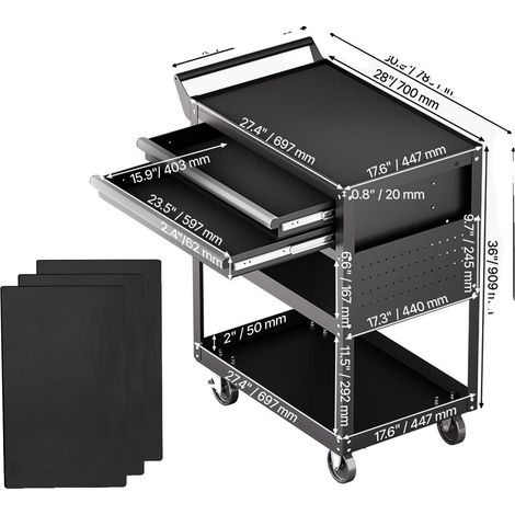 Caja de herramientas, cajones con cerradura, organizador de tablero perforado, 5 niveles (1/2)