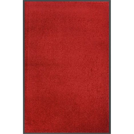 Paillasson de porte rouge 80 x 120 cm surface velours antidérapante style contemporain en polypropylène rouge (1/5)