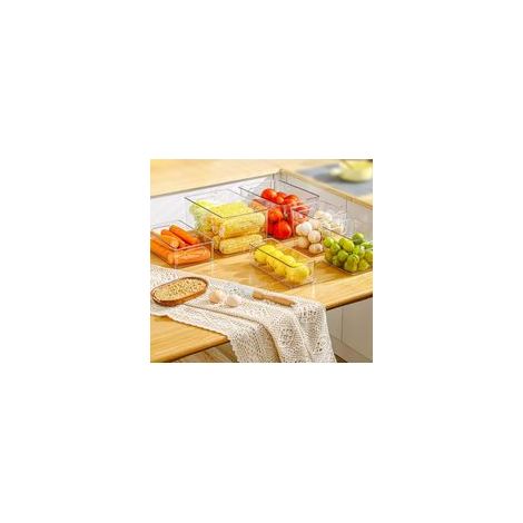 Lot de 4 boîtes de rangement pour aliments, idéales pour le garde-manger, la cuisine et le réfrigérateur. Elles comprennent 4 compartiments pour sachets et en-cas. (1/5)