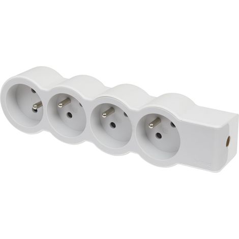 Bloc Multiprise Extra-plate Avec 4 Prises De Courant Avec Terre à Câbler - Blanc Et Gris - Legrand (1/5)