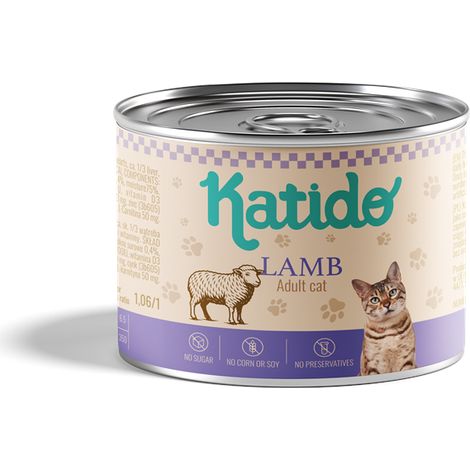 Katido Premium Pâtée pour Chat Adulte Agneau 200g (1/4)