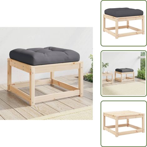 Gartenhocker mit Kissen Massivholz Kiefer - Gartenstuhl - Holzsessel - Gartenmöbeln - Lounge Möbel - Esszimmerstühle (1/5)