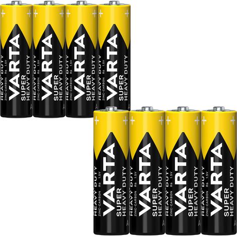 Varta SHD AA Zinc Carbono Dedos R06 para control remoto de despertador 4 piezas x2 (1/3)