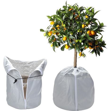 housse hivernage plante exterieur, 40 x 50 cm housses de protection pour plantes, grises, pour plantes en pot, protection hivernale, avec cordon de serrage et fermeture eclair (1/5)