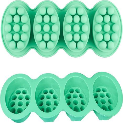 Moule à savon en silicone ovale, 4 cavités, moule de massage, couleur verte (1/5)