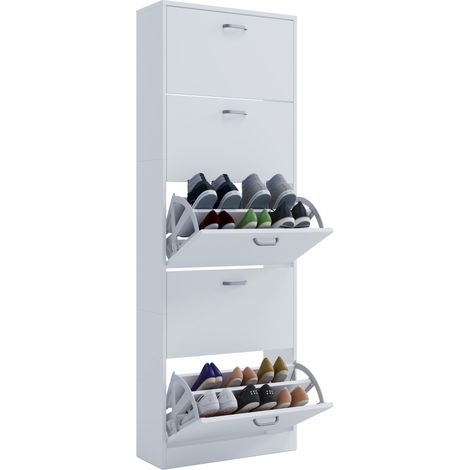 Sipos XL Armoire à chaussures 5 tiroirs, blanc.