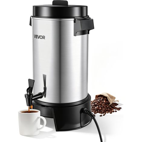 Percolateur à Café 6,3 L 42 Tasses Distributeur de Boissons Chaudes, Pour Thé Chocolat Bureau Restauration Fête, Marmite à Vin Chaud 84-94 ℃, Fontaine à Café Infusion Rapide, Robinet Anti-goutte