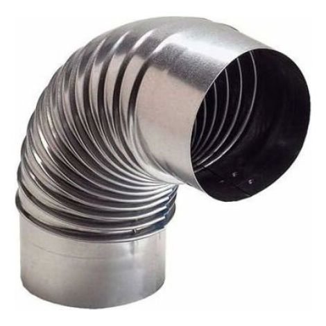 Coude de poêle en acier - - Ø 120 mm - Angle 90° - Acier aluminié à chaud - Argenté - Épaisseur 0.6 mm (1/4)