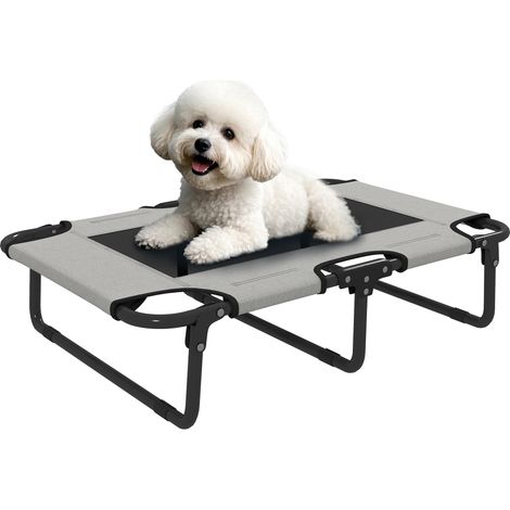 Lit surélevé pour chien pliable lit de camp extérieur en tissu Oxford gris clair 75 x 51 x 18 cm - PANGIVO (1/5)