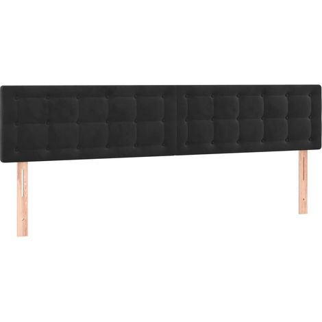 Tête de lit accessoire couchage chambre à coucher meuble capitonné 2 parties 100 x 5 x 78/88 cm tissu velours noir TDL0206269