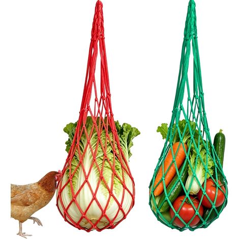 2 Filets de Nourrissage Suspendus pour Poules, Mangeoire à Légumes et Fruits, Distributeur de Friandises pour Poulailler, Canards et Oies (1/5)