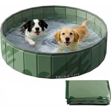 Piscine pour Chiens,pataugeoire Pliable pour Chiens,résistante à l'usure et antidérapante pour Animaux de Compagnie (Vert) (1/5)