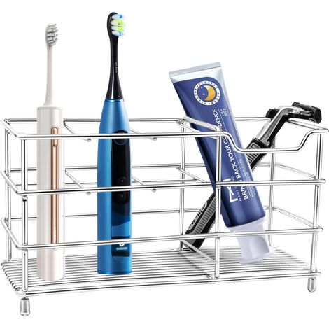 Porte-brosses à dents mural sans perçage, 7 compartiments, en acier inoxydable. (1/5)