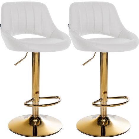 Set da 2 sgabelli da bar Milet in similpelle bianco Metallo oro