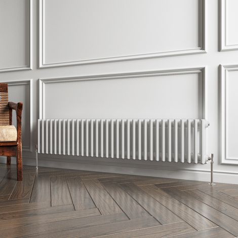 Traditional 3 Column White Radiator (300mm H × 1460mm W) – 4625 BTU / 1356W – Cast Iron Style (1/5)