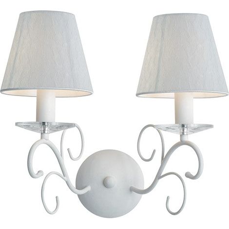 "Applique PERLA in metallo bianco e cristallo con due punti luce" (1/2)