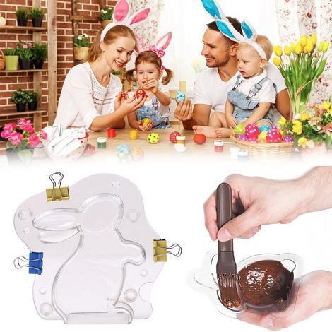 Moule en Forme de Lapin de Pâques 3D pour Chocolat, Gâteau et Gelée - Outil de Cuisson Antiadhésif DIY