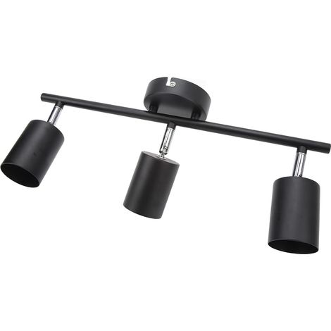 Éclairage sur Rail, Luminaire GU10 Rotatif à 3 Têtes, Barre Noire Mate de 15,9 Pouces pour l'éclairage de Chambre à Coucher et de Vente au Détail (1/5)
