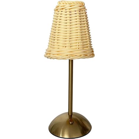 Generic Lampe de Table LED, Chevet Sans Fil, En Rotin Tressé (1/5)