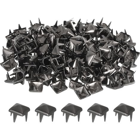 80Pcs Rivet Pyramide Carrée, 6mm Clous à Quatre Griffes, Clou Punk Rock Cuivré pour Vêtements, Sacs, Chaussures en Cuir (Noir Métallisé) (1/5)