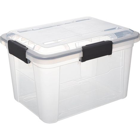 5Five Simply Smart – Boîte de rangement 18L en polypropylène transparent – Dimensions L 38 x P 28,5 x H 24,5 cm – Fermeture à clip pour protection efficace (1/10)