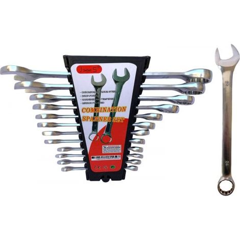 SERIE KIT SET 12 PZ CHIAVI COMBINATE FISSE E STELLA 6 - 24 MM CHROME VANADIUM (1/5)