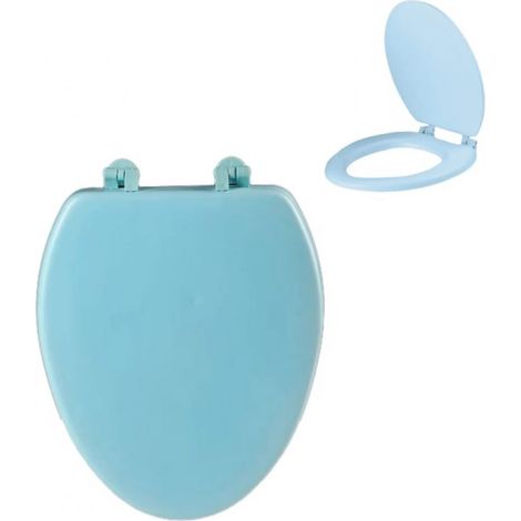 Couvre-Abattant De Toilette - En EVA Épais 2-3 Cm - Bleu - 45,5 X 36 Cm - Fermerture Lente - Installation Facile - 1 Pièce (1/5)