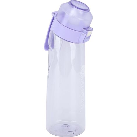 Gourde parfumée 650 ml avec couvercle à clapet, transparente et portable, idéale pour les activités de plein air et le sport, avec paille, couleur violette. (1/5)