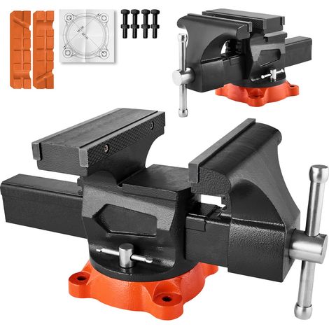Étau d'établi, mâchoires 203 mm, ouverture max 203 mm, base pivotante 360°, profondeur 94 mm, fer ductile robuste, usage intensif. (1/5)