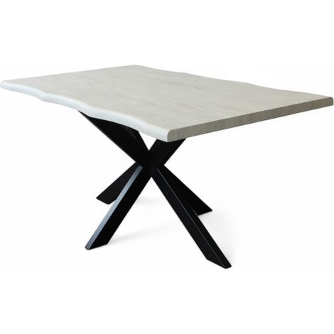 Tavolo con struttura in metallo e piano in melaminico 160x90xH75 cm Floym -  Nero e Bianco (1/4)
