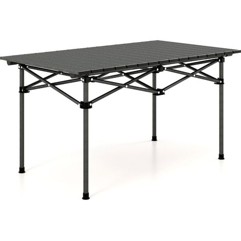 Tavolo da campeggio pieghevole 95 x 55 x 50 cm per 4-6 persone design leggero e robusto in alluminio nero 200019668