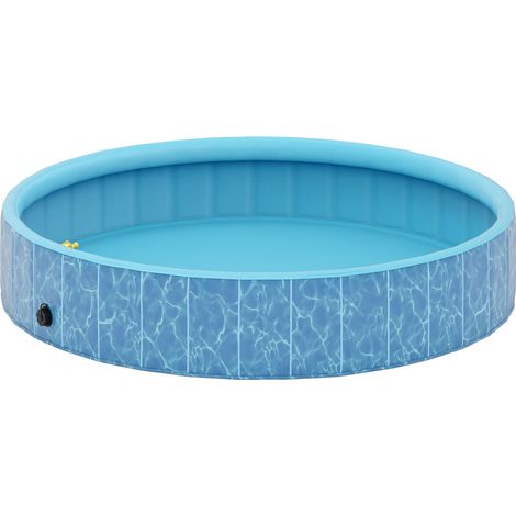 Hundepool Faltbar Planschbecken mit Brunnen- und Wasserpolsterdesign Ø160 x 30 cm Blau