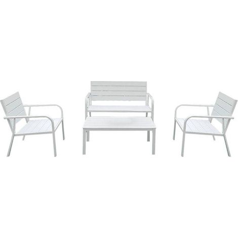 SET GIARDINO EFFETTO POLYWOOD 'ARBUS' colore bianco