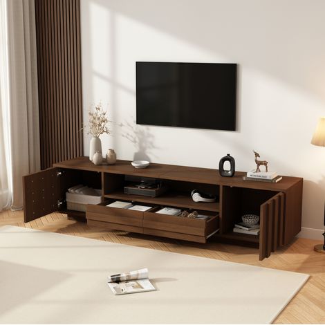 Mueble TV con almacenaje 180x40x45 cm MDF color nogal, para TV de hasta 75 pulgadas - CHICFURN (1/5)