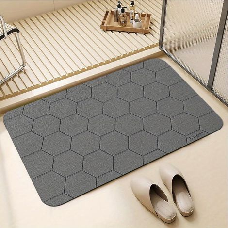 Tapis de bain haut de gamme en terre de diatomée – Absorbant, antidérapant, résistant aux taches et lavable facilement – Dimensions : 40 x 60 cm-lsw