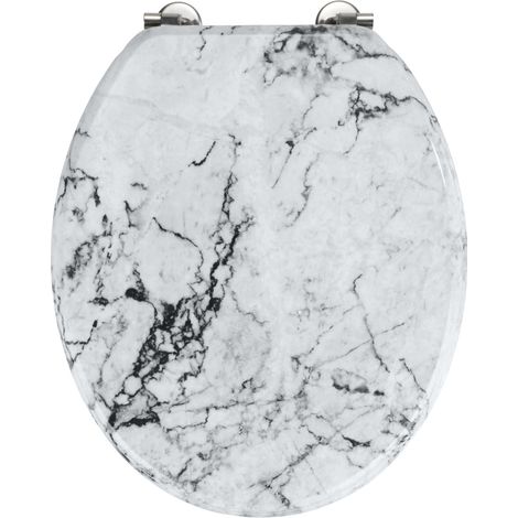 Wenko – Abattant WC Onyx MDF – Charnières en acier inoxydable – Surface lisse pour nettoyage facile – Dimensions 34,5 x 41 cm
