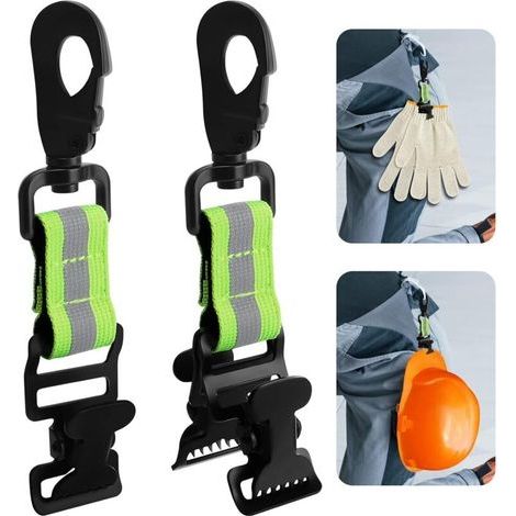 2 Pcs Porte Gants de Travail de Pompier, Porte Gants Ceinturon Tactique, Double Pince Pince Gants de Travail, Clip de Gants de Travail Avec Mousqueton, pour travailleurs Pompiers Chantiers (vert vif)