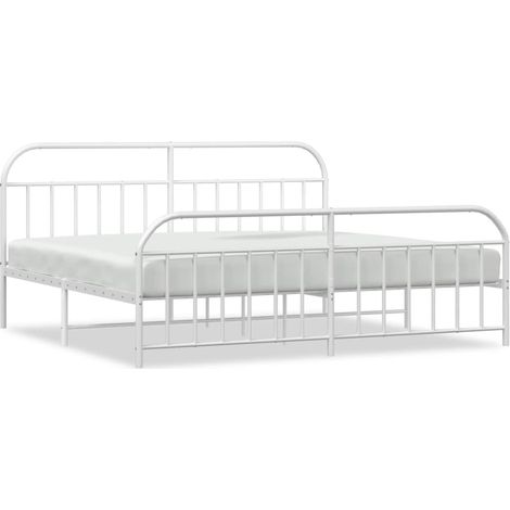 Maison Exclusive - Cadre de lit métal sans matelas et pied de lit blanc 200x200 cm (1/5)