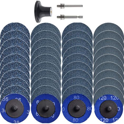 Lot de 40 disques de ponçage à changement rapide avec support de 6.35 mm pour meuleuse de surface de préparation de la surface de polissage finition polie avec bavure de peinture rouille (1/5)