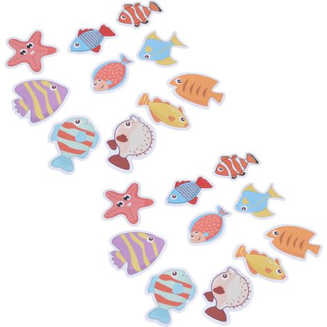 Lot de 2 autocollants antidérapants pour baignoire, mats, colorés, en forme de poissons, auto-adhésifs, imperméables et anti-moisissures, sans danger pour les fêtes de naissance. (1/5)