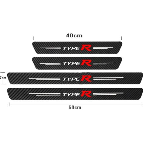 (4 pièces pour TYPE R) Seuil de porte de voiture en fibre de carbone avec logo Racing et Type S Sport pour Honda Type R Racing et Type S (modèles 2021,2020,2019 et 2018) Autocollants de protection pou (1/3)